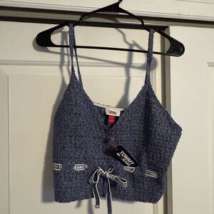 NWT Tommy Hilfiger Textured Blue Crop Top with